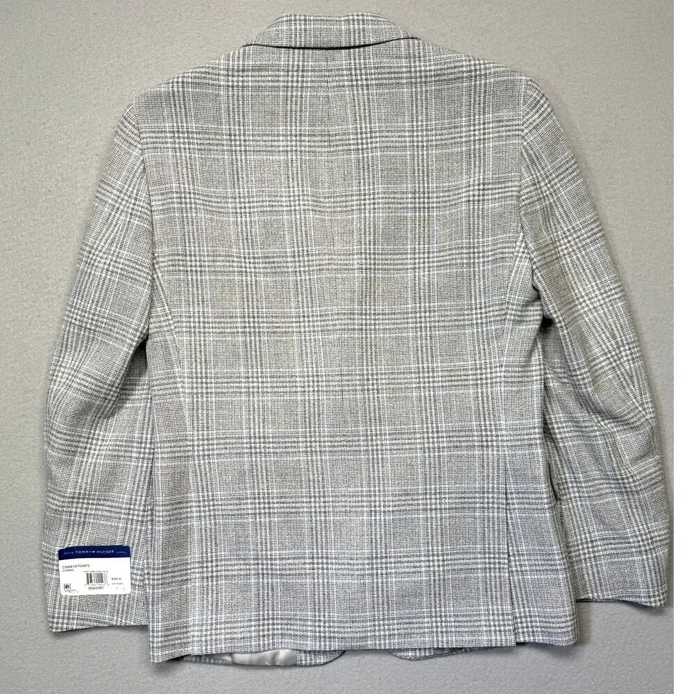 Tommy Hilfiger Men's Modern-Fit Windowpane Sport Coat light grey 36S $295